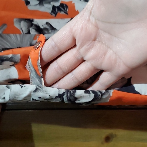 YOANA BARASCHI FLORAL DRESS ORANGE BLACK WHITE SIZE MEDIUM - Picture 8 of 9